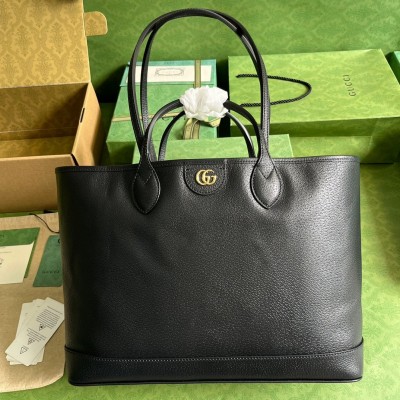 Gucci Ophidia Medium Tote Bag in Black Calfskin