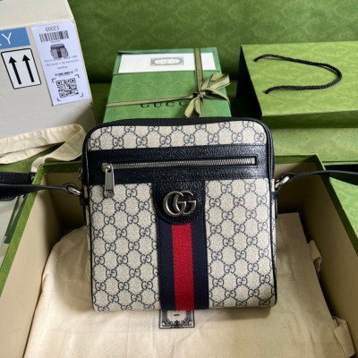 Gucci Ophidia Small Messenger Bag in Blue GG Supreme Canvas