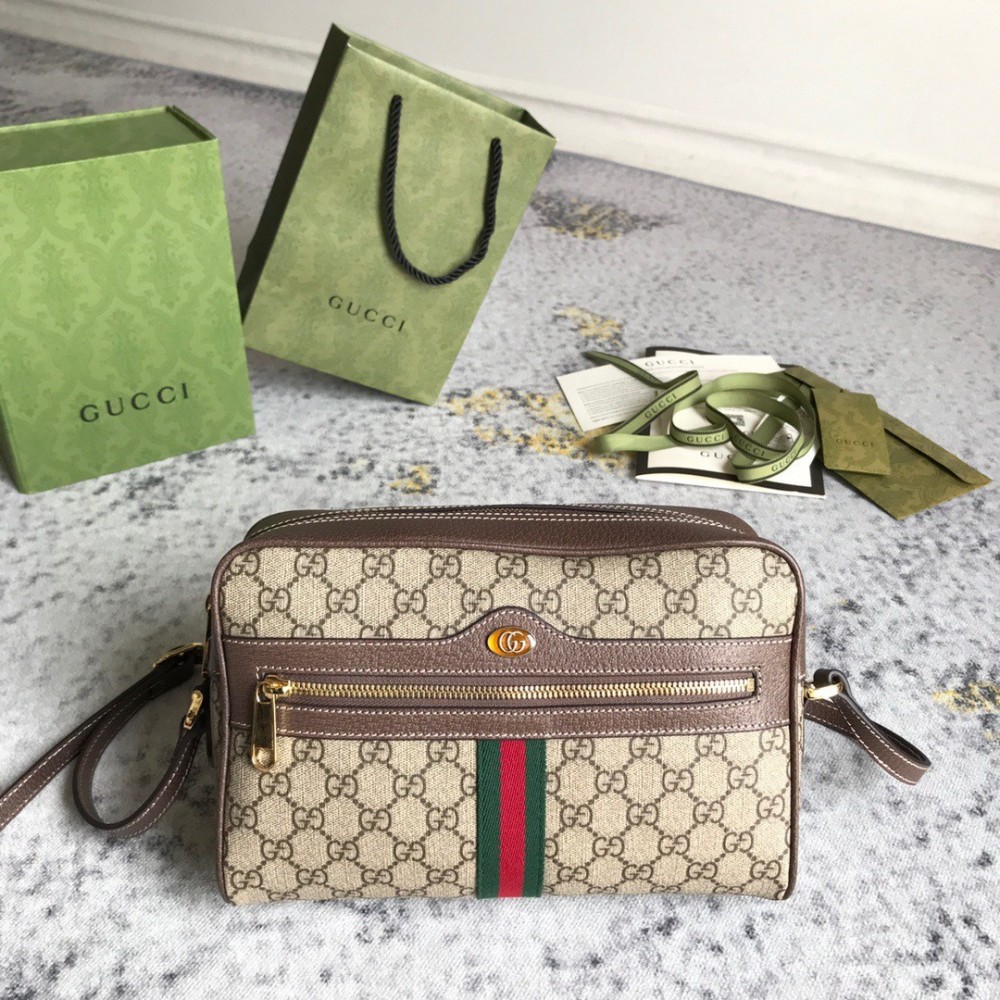 Gucci Ophidia Small Shoulder Bag in Beige GG Supreme Canvas