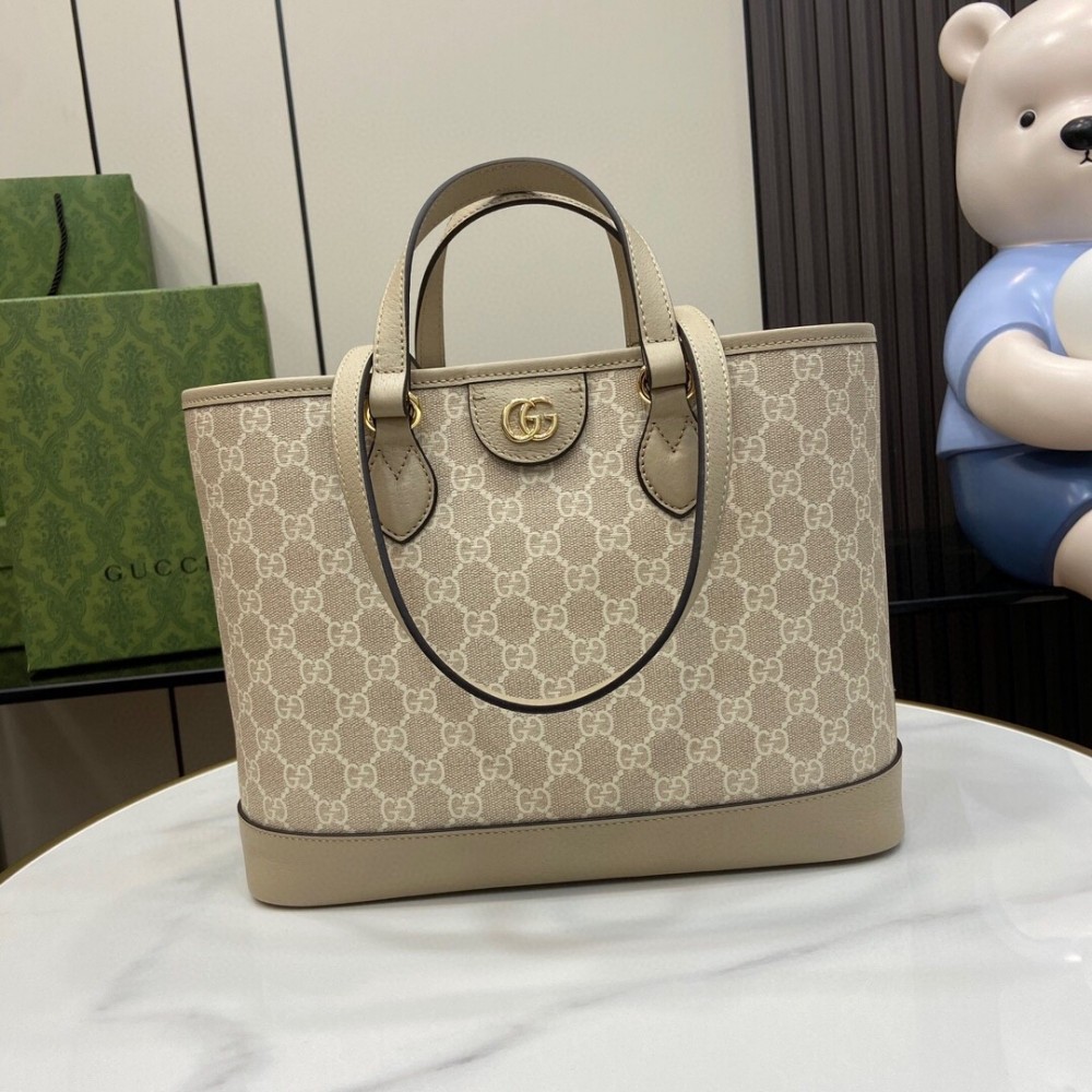 Gucci Ophidia Small Tote Bag in Beige/White GG Supreme Canvas