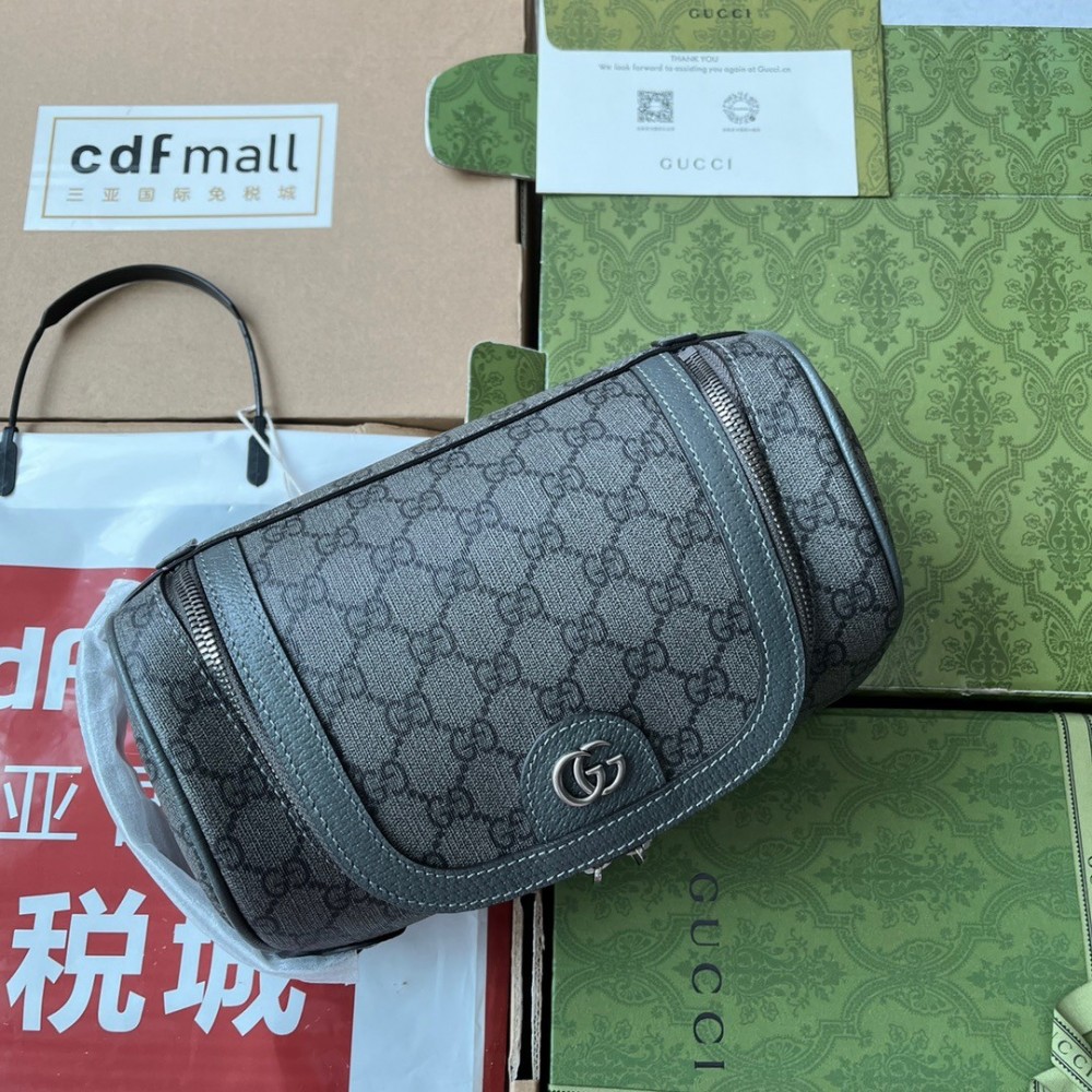 Gucci Ophidia Toiletry Pouch in Grey GG Supreme Canvas