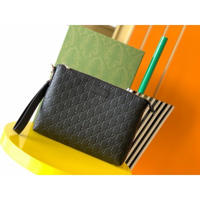 Gucci Portfolio Pouch in Black Signature Leather