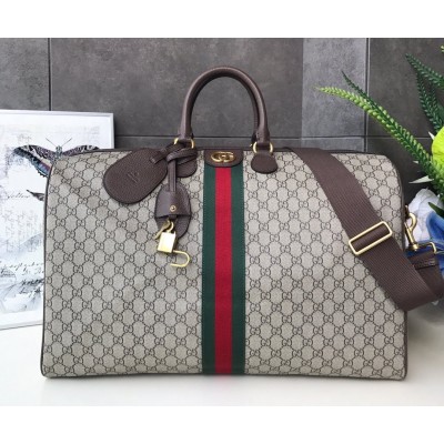 Gucci Savoy Large Duffle Bag in Beige GG Supreme Canvas