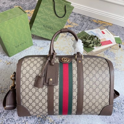 Gucci Savoy Small Duffle Bag in Beige GG Supreme Canvas