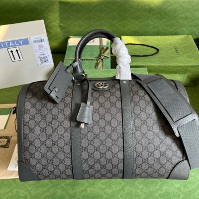 Gucci Savoy Small Duffle Bag in Grey GG Supreme Canvas