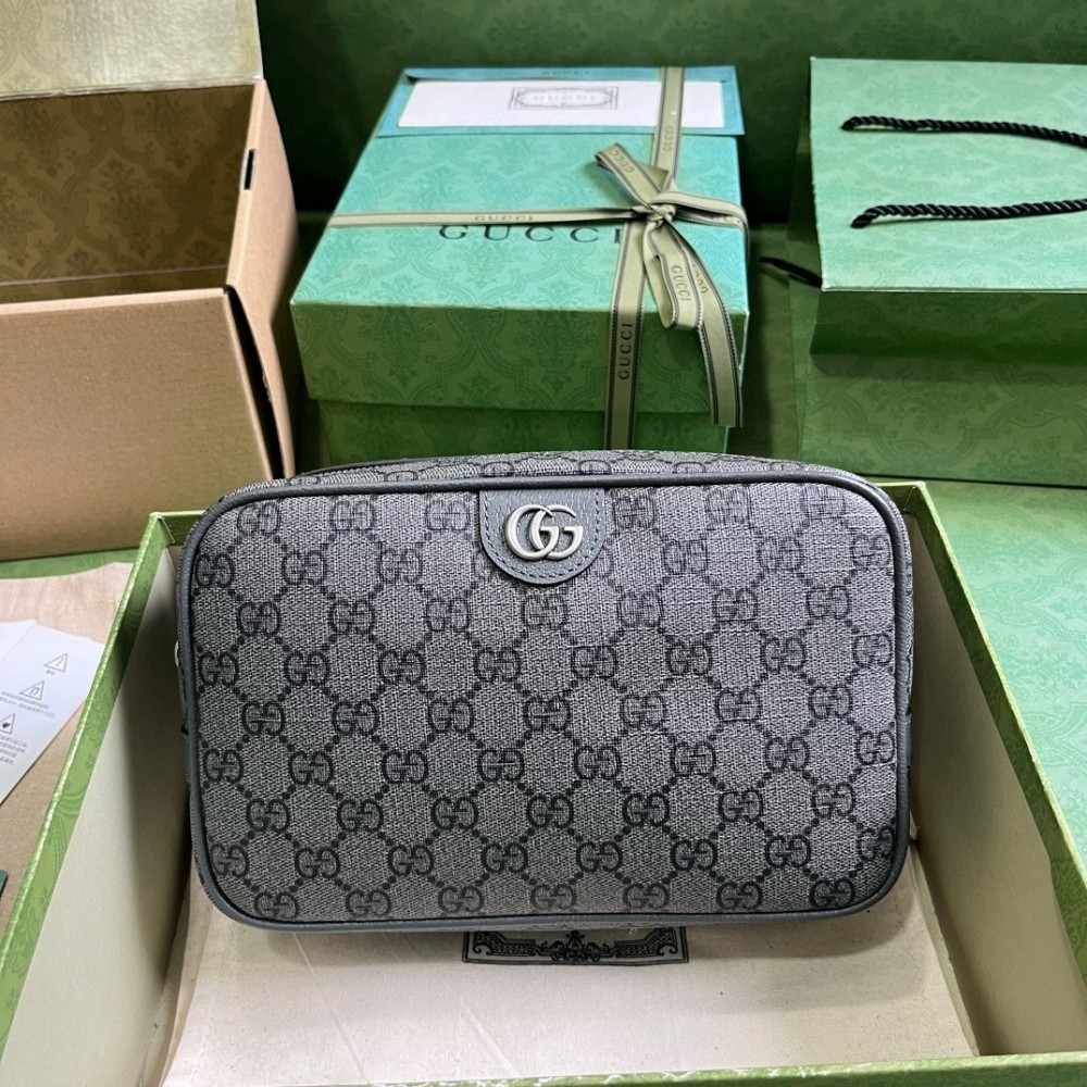 Gucci Savoy Toiletry Case in Grey GG Supreme Canvas