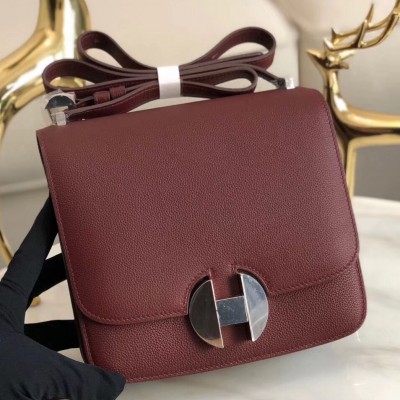 Hermes 2002 20cm Bag In Bordeaux Evercolor Calfskin LDBS241389