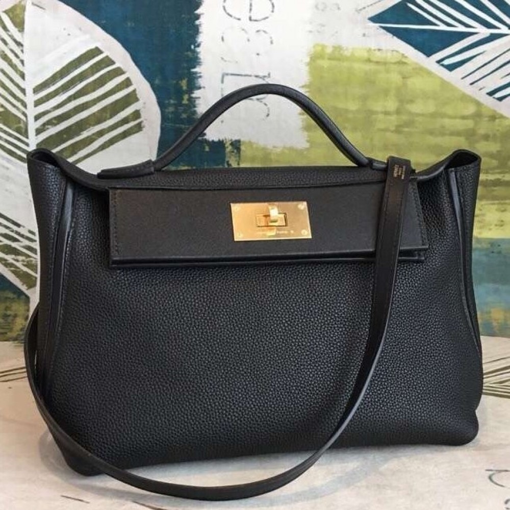 Hermes 24/24 29 Bag In Black Clemence Calfskin LDBS241397