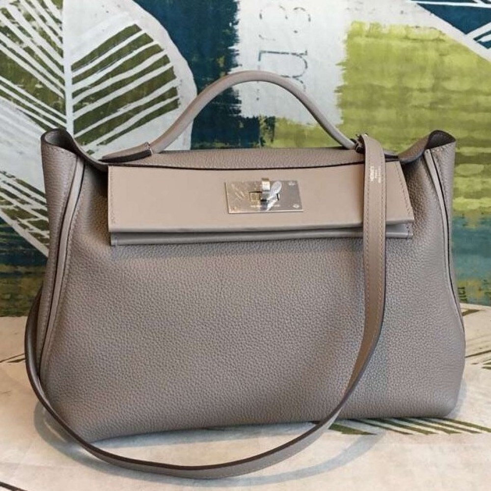 Hermes 24/24 29 Bag In Gris Asphalt Clemence Calfskin LDBS241404