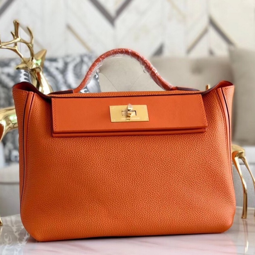 Hermes 24/24 29 Bag In Orange Clemence Calfskin LDBS241405