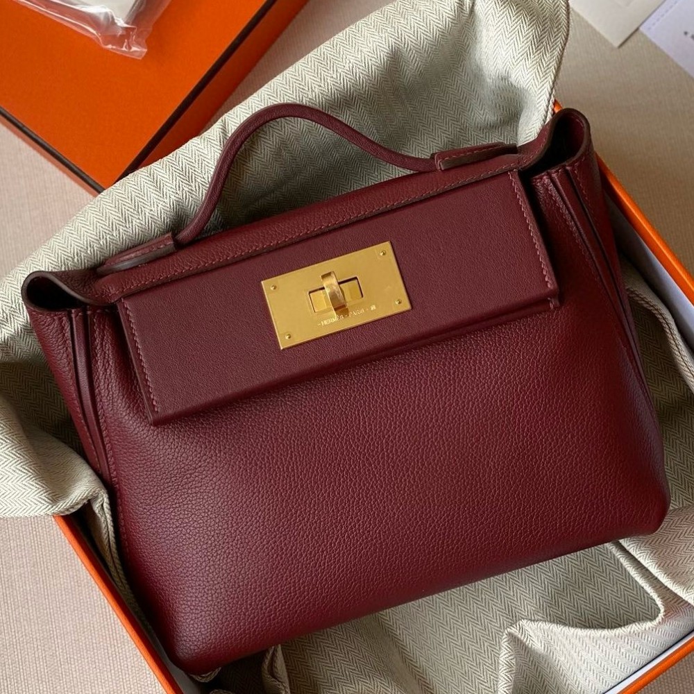 Hermes 24/24 Mini 21 Handmade Bag in Rouge H Evercolor Leather LDBS241416