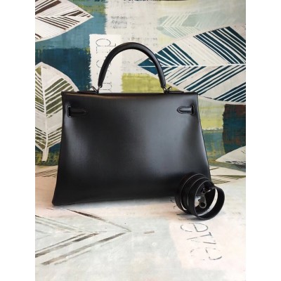 Hermes All Black Box Kelly 35cm Handmade Bag LDBS241421