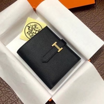 Hermes Bearn Compact Wallet In Black Epsom Leather LDBS241443