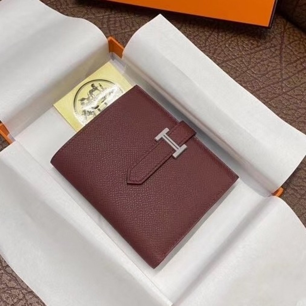 Hermes Bearn Compact Wallet In Bordeaux Epsom Leather LDBS241445