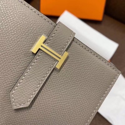 Hermes Bearn Compact Wallet In Gris Asphalt Epsom Leather LDBS241447