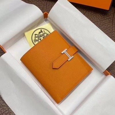 Hermes Bearn Compact Wallet In Orange Epsom Leather LDBS241449