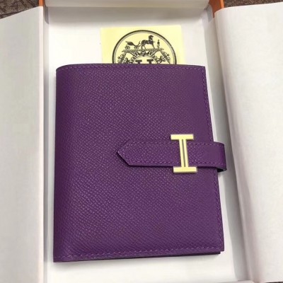 Hermes Bearn Compact Wallet In Purple Epsom Leather LDBS241452