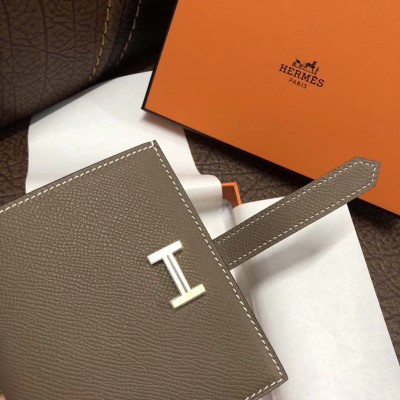 Hermes Bearn Compact Wallet In Taupe Grey Epsom Leather LDBS241453