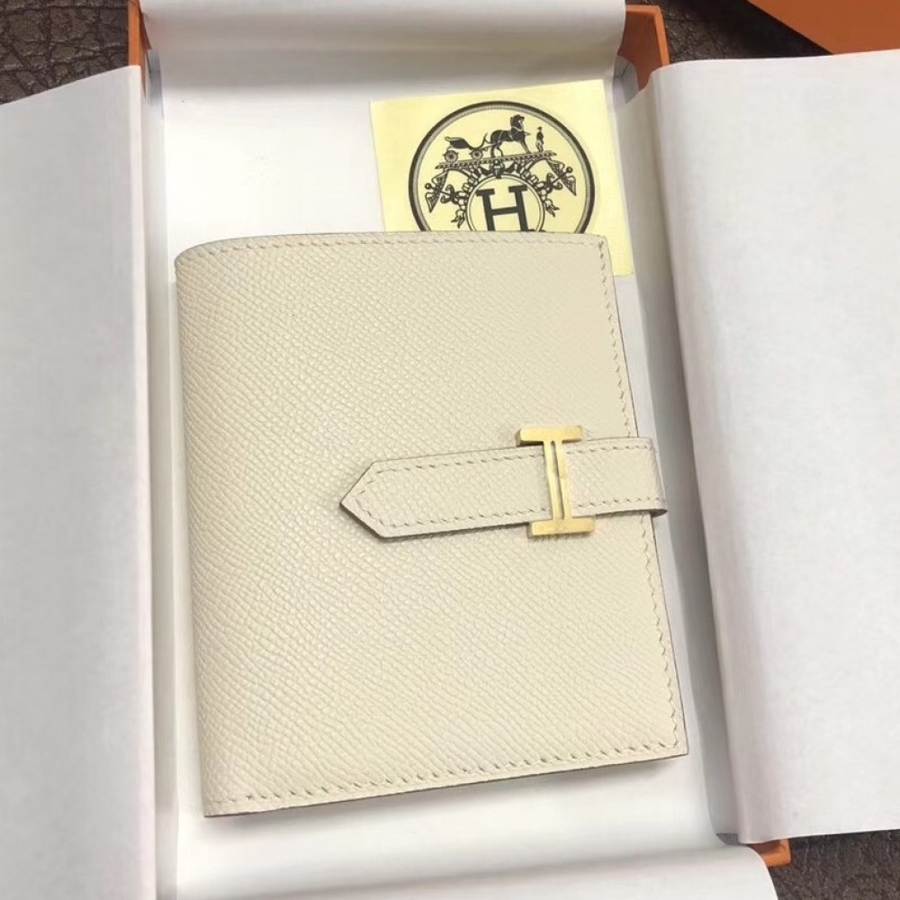 Hermes Bearn Compact Wallet In White Epsom Leather LDBS241457