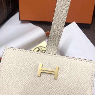 Hermes Bearn Compact Wallet In White Epsom Leather LDBS241457