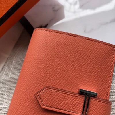 Hermes Bearn Mini Wallet In Crevette Epsom Leather LDBS241462