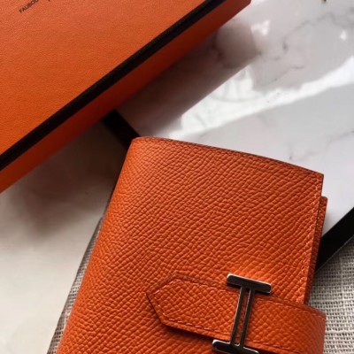 Hermes Bearn Mini Wallet In Orange Epsom Leather LDBS241464