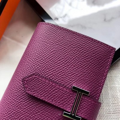 Hermes Bearn Mini Wallet In Purple Epsom Leather LDBS241465