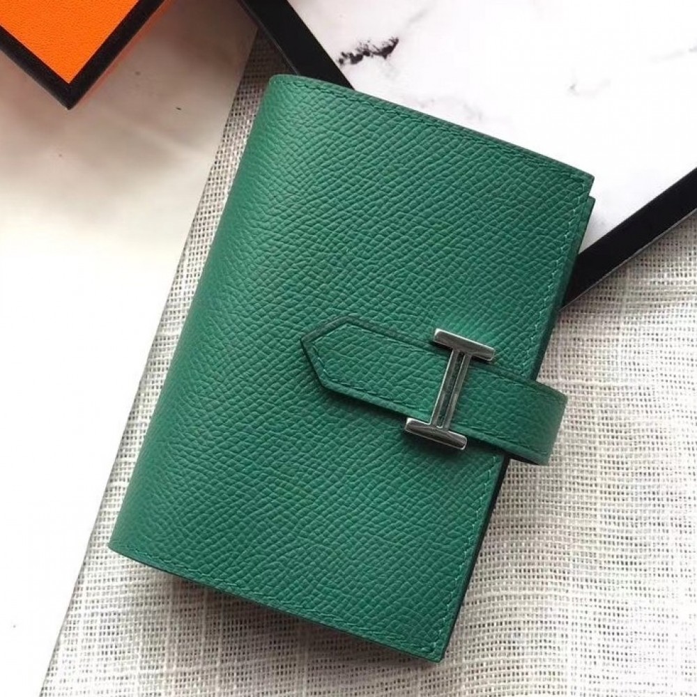 Hermes Bearn Mini Wallet In Vert Vertigo Epsom Leather LDBS241472