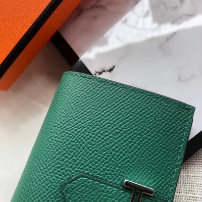 Hermes Bearn Mini Wallet In Vert Vertigo Epsom Leather LDBS241472