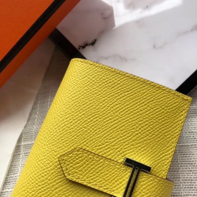 Hermes Bearn Mini Wallet In Yellow Epsom Leather LDBS241473