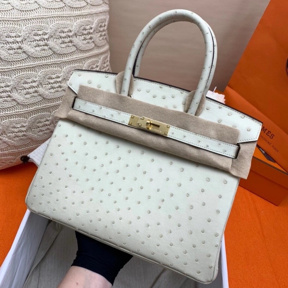 Hermes Beton Birkin 30cm Ostrich Handmade Bag LDBS241474