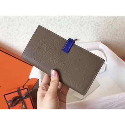 Hermes Bi-Color Epsom Bearn Wallet Taupe/Electric Blue LDBS241494