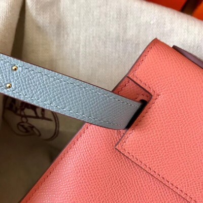 Hermes Bicolor Epsom Kelly 28cm Rose Lipstick Handmade Bag LDBS241499