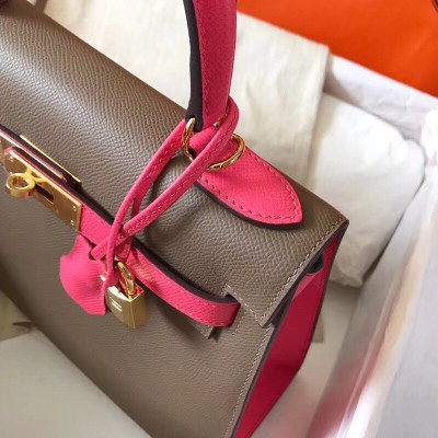 Hermes Bicolor Epsom Kelly 28cm Taupe Handmade Bag LDBS241500