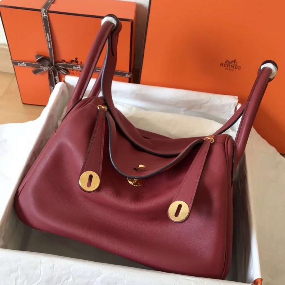 Hermes Bicolor Lindy 30cm Swift Bordeaux Handmade Bag LDBS241507