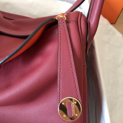 Hermes Bicolor Lindy 30cm Swift Bordeaux Handmade Bag LDBS241507