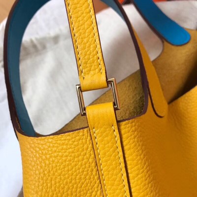 Hermes Bicolor Picotin Lock PM 18cm Yellow Bag LDBS241517