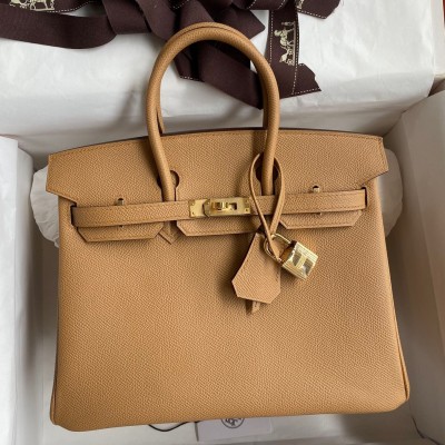 Hermes Birkin 25 Retourne Handmade Bag In Biscuit Epsom Calfskin LDBS241558