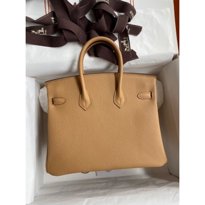 Hermes Birkin 25 Retourne Handmade Bag In Biscuit Epsom Calfskin LDBS241558