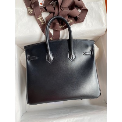 Hermes Birkin 25 Retourne Handmade Bag In Black Box Calfskin LDBS241559