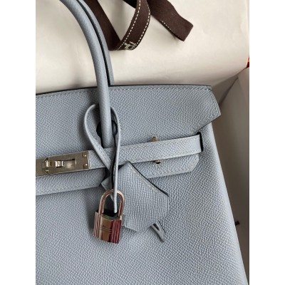 Hermes Birkin 25 Retourne Handmade Bag In Blue Lin Epsom Calfskin LDBS241567