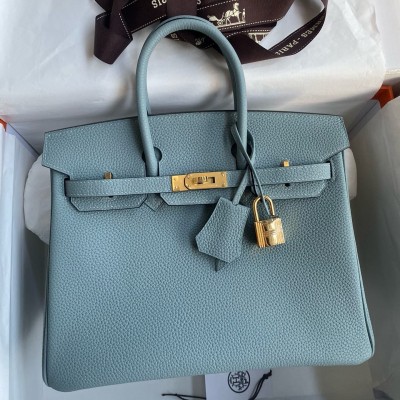 Hermes Birkin 25 Retourne Handmade Bag In Ciel Clemence Leather LDBS241570