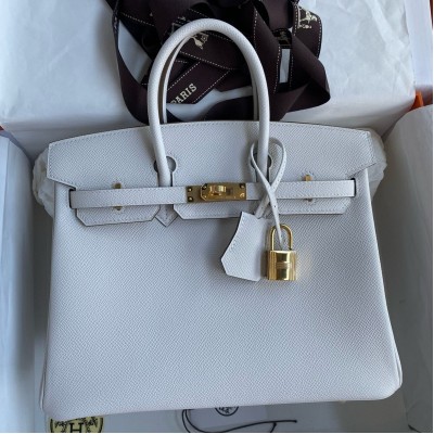 Hermes Birkin 25 Retourne Handmade Bag In Gris Pale Epsom Calfskin LDBS241575