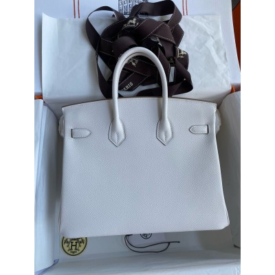 Hermes Birkin 25 Retourne Handmade Bag In Gris Pale Epsom Calfskin LDBS241575