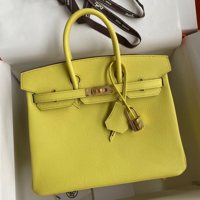 Hermes Birkin 25 Retourne Handmade Bag In Lime Epsom Calfskin LDBS241576