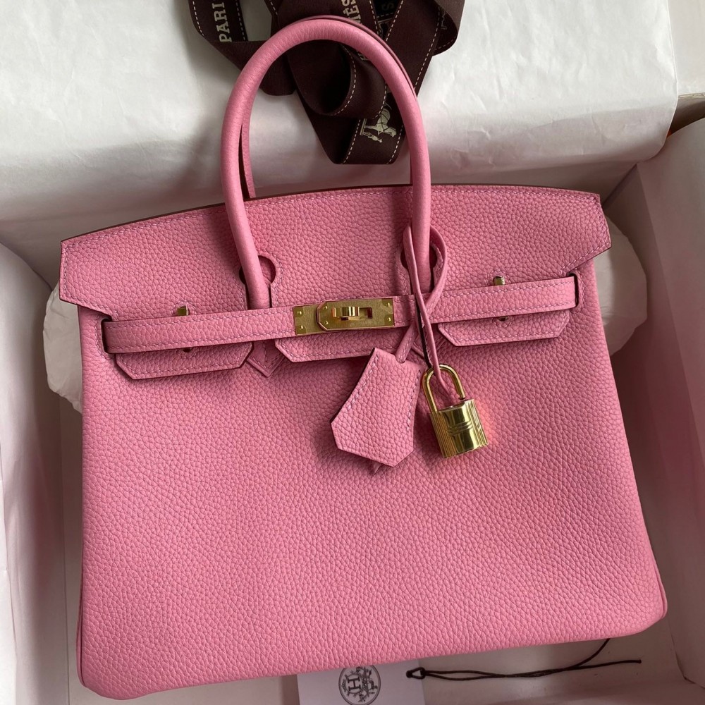 Hermes Birkin 25 Retourne Handmade Bag In Pink Clemence Leather LDBS241584