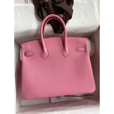 Hermes Birkin 25 Retourne Handmade Bag In Pink Clemence Leather LDBS241584