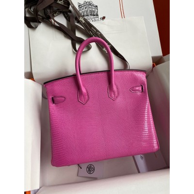 Hermes Birkin 25 Retourne Handmade Bag In Pink Lizard Leather LDBS241585