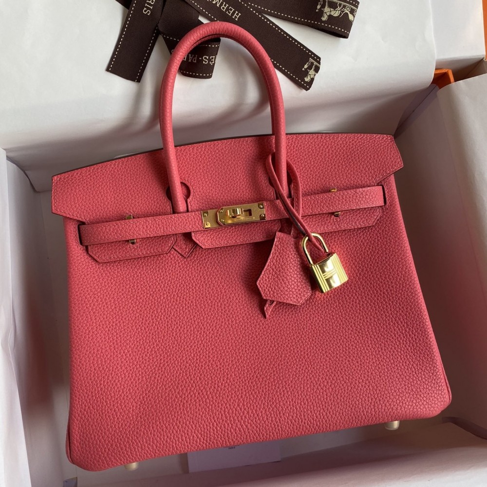 Hermes Birkin 25 Retourne Handmade Bag In Rose Lipstick Clemence Leather LDBS241589