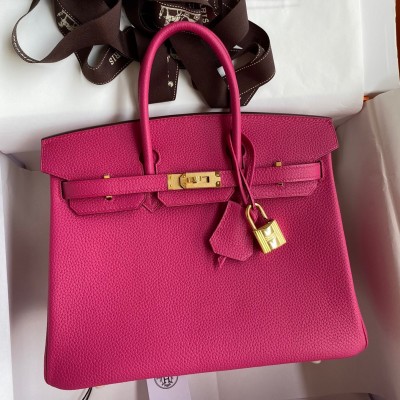 Hermes Birkin 25 Retourne Handmade Bag In Rose Tyrien Clemence Leather LDBS241591